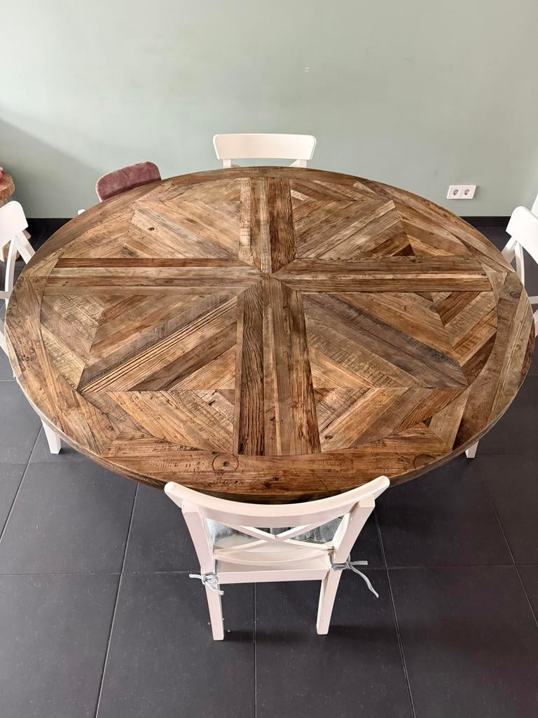Riviera Maison Crossroads tafel ø160cm, Huis en Inrichting, Tafels | Eettafels, Ophalen, Gebruikt, 150 tot 200 cm, Rond
