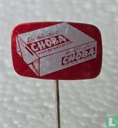 Speldje - Choba een delicatesse voor de boterham [rood], Verzamelen, Ophalen of Verzenden, Zo goed als nieuw, Merk, Speldje of Pin