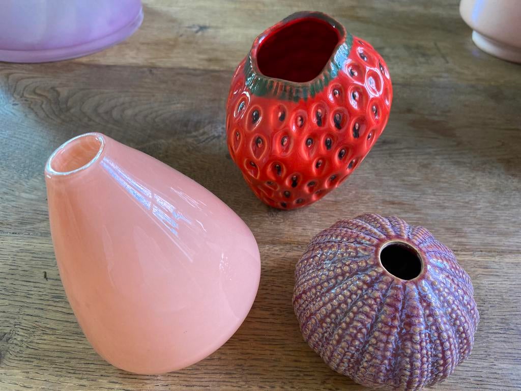 Des pots & dutz rose rood setje vaasjes, Ophalen, Steen, Zo goed als nieuw, Minder dan 50 cm