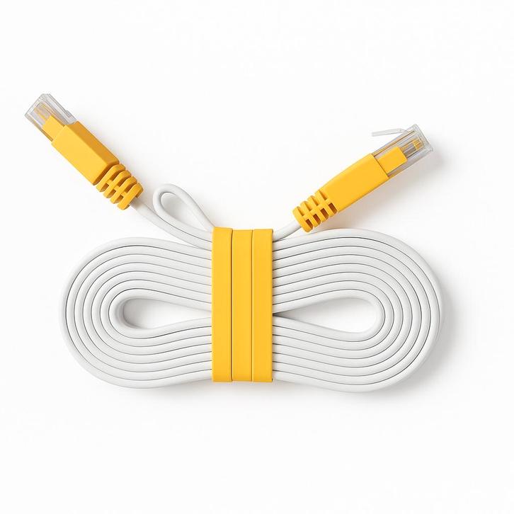Platte UTP-Kabel - Cat 5 - 1,50 meter Wit UTP - Kabel 150cm, Computers en Software, Pc- en Netwerkkabels, Nieuw, Ophalen of Verzenden