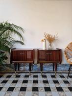Vintage midcentury nachtkastjes | kastjes | retro, Ophalen, Gebruikt, Minder dan 45 cm, 55 tot 70 cm
