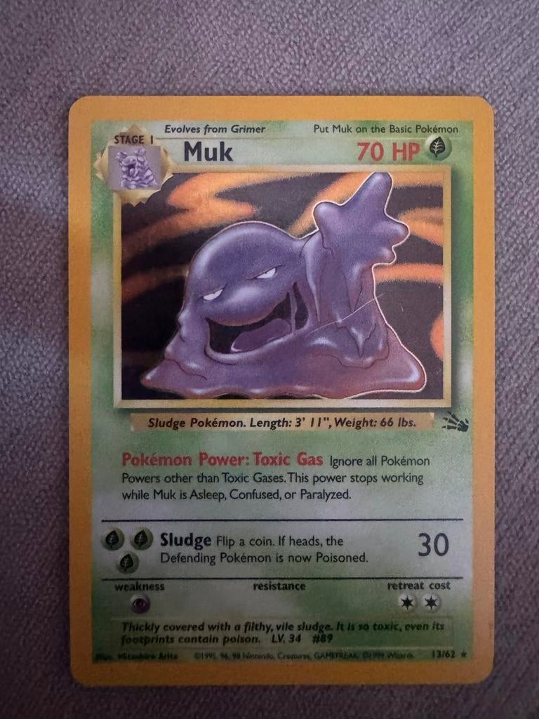 Pokémon kaart Muk 13/62, Hobby en Vrije tijd, Verzamelkaartspellen | Pokémon, Ophalen of Verzenden, Zo goed als nieuw, Losse kaart