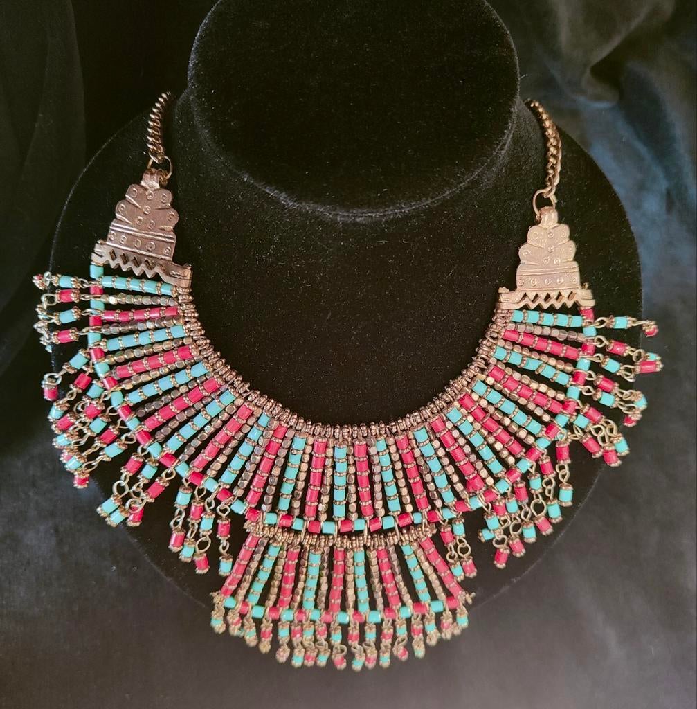 Handgemaakte vintage Egyptian Revival Cleopatra ketting , Sieraden, Tassen en Uiterlijk, Kettingen, Ophalen of Verzenden, Zo goed als nieuw
