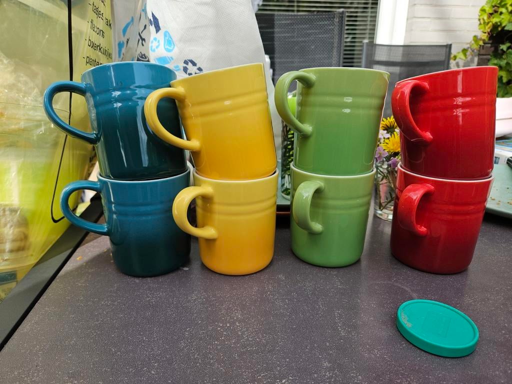 8 Grote kleurrijke mokken van Ernesto (Lidl) - puntgaaf, Ophalen, Keramiek, Zo goed als nieuw, Effen