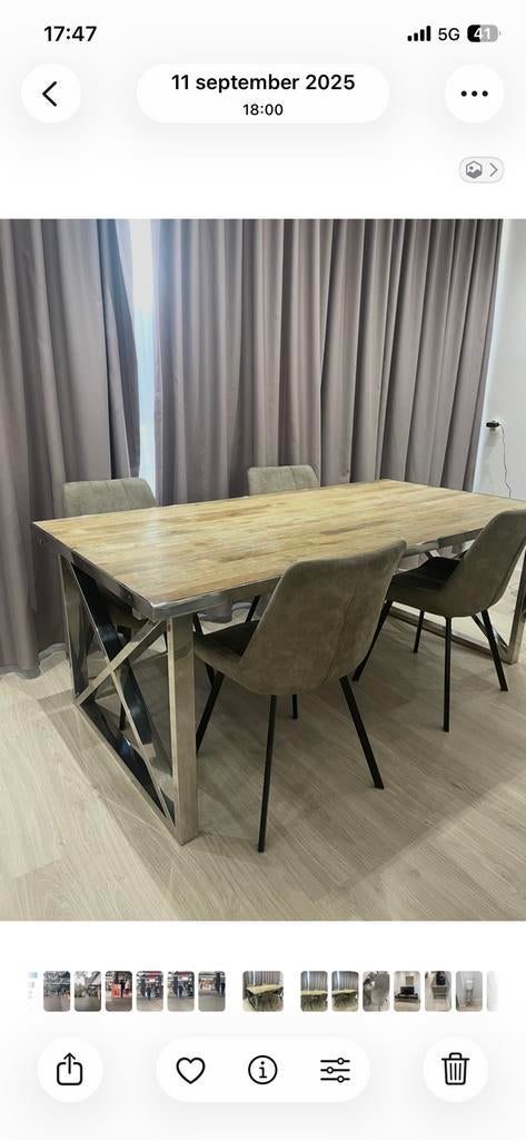 Eettafel, 200 cm of meer, 50 tot 100 cm, Zo goed als nieuw, Vijf personen of meer