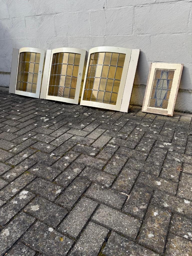 Glas in lood deurtjes, Ophalen, Gebruikt, Glas in lood, 80 tot 120 cm