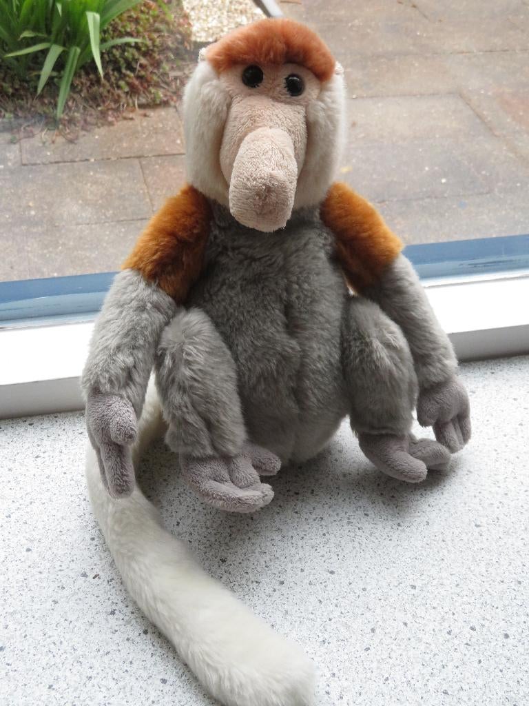 Aap Neusaap uit de dierentuin zacht velours, Wasbaar, Ophalen of Verzenden, Zo goed als nieuw, Middelgroot (20 tot 80 cm)
