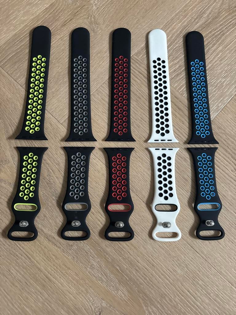Apple Watch bandjes neon geel grijs rood wit blauw, Sieraden, Tassen en Uiterlijk, Activity trackers, Ophalen of Verzenden, Gebruikt