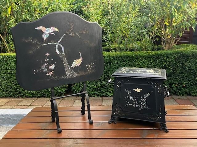 Antiek Japans Haardscherm en turfbak, Ophalen