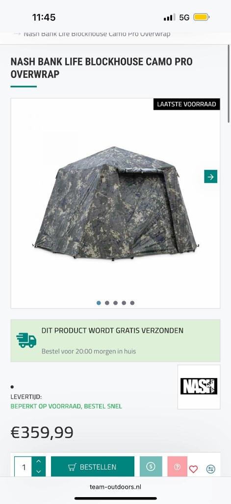 Nash blockhaus camo, Watersport en Boten, Ophalen, Zo goed als nieuw, Overige typen