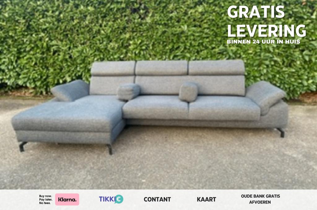 Montel Grijze Hoekbank - Gratis levering NL, Huis en Inrichting, Banken | Bankstellen, Hoekbank, 300 cm of meer, 75 tot 100 cm