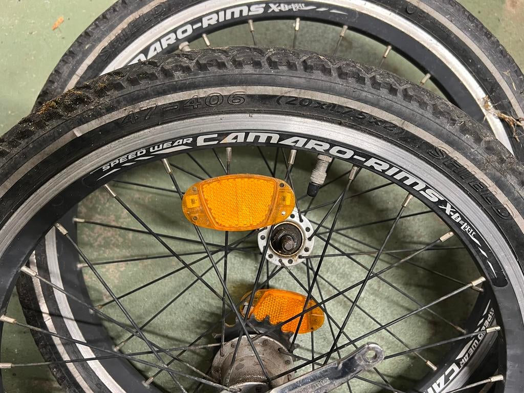 20” fietswielen set voor en achter, Gebruikt, Kinderfiets, Aluminium, Ophalen