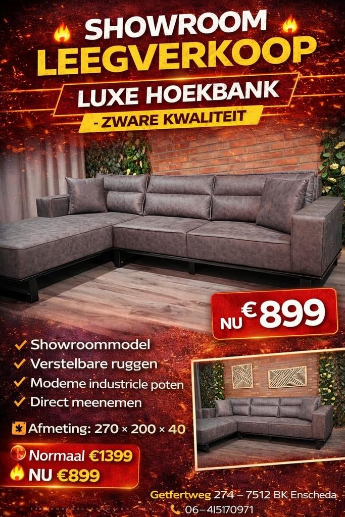 Hoekbank met verstelbare ruggen, Ophalen, Nieuw