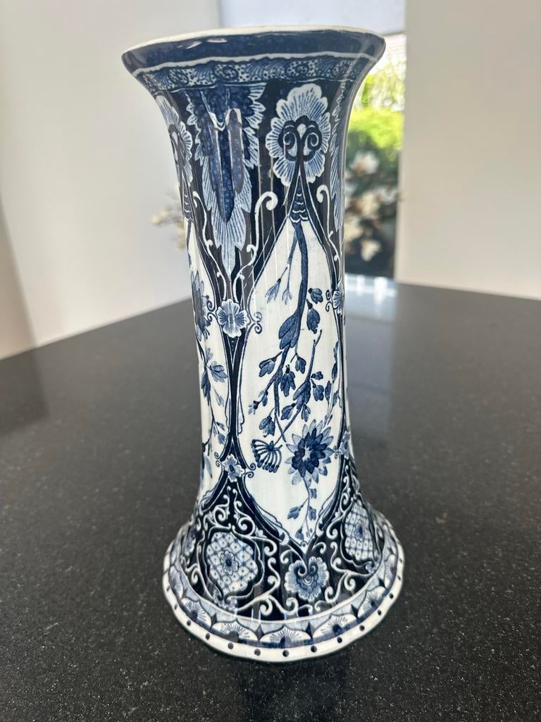 Prachtige Delfts Blauwe Vaas met Bloemmotief, Antiek en Kunst, Ophalen of Verzenden