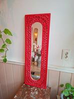 Rode spiegel met houtsnijwerk, Ophalen, Gebruikt, Rechthoekig, Minder dan 100 cm