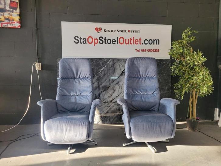 Staopstoel Set Stof Blauw Sterpoot op accu, Huis en Inrichting, Fauteuils, Zo goed als nieuw, Stof, Minder dan 50 cm, Minder dan 75 cm