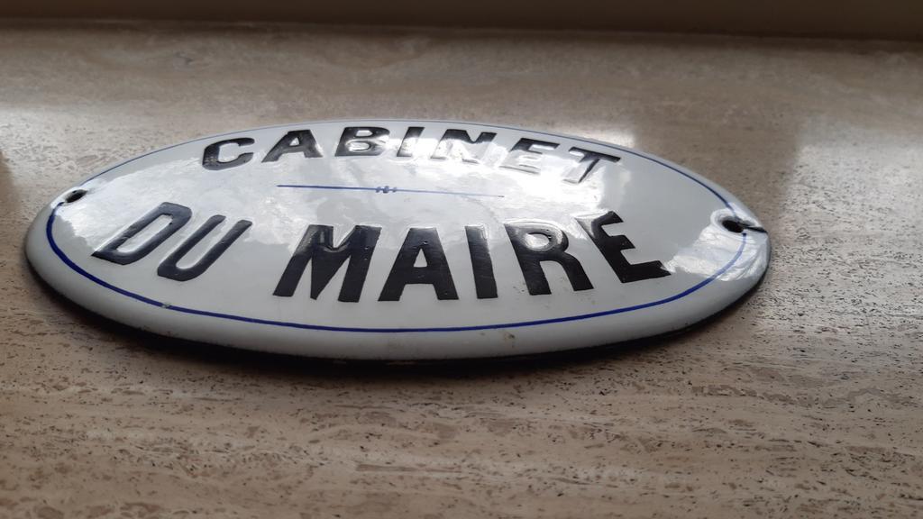 Oud emaille origineel deur bord "kamer van de burgemeester", Ophalen