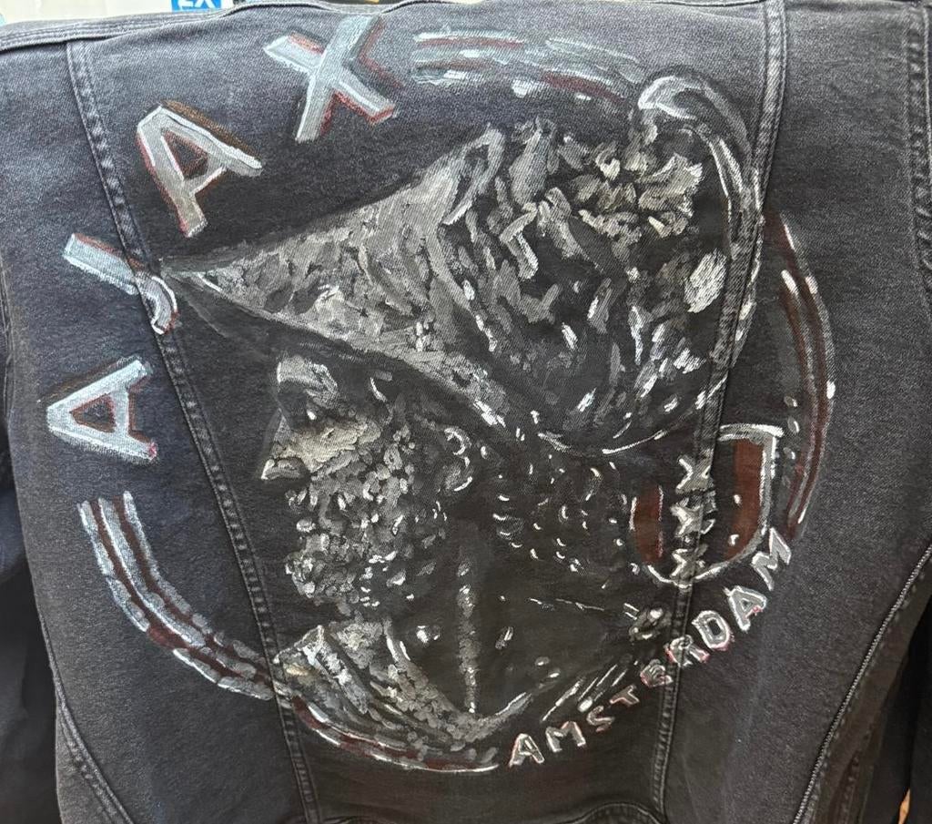 Uniek handgeschilderd AJAX jack!, Kleding | Heren, Ophalen of Verzenden, Nieuw, Maat 52/54 (L), Zwart
