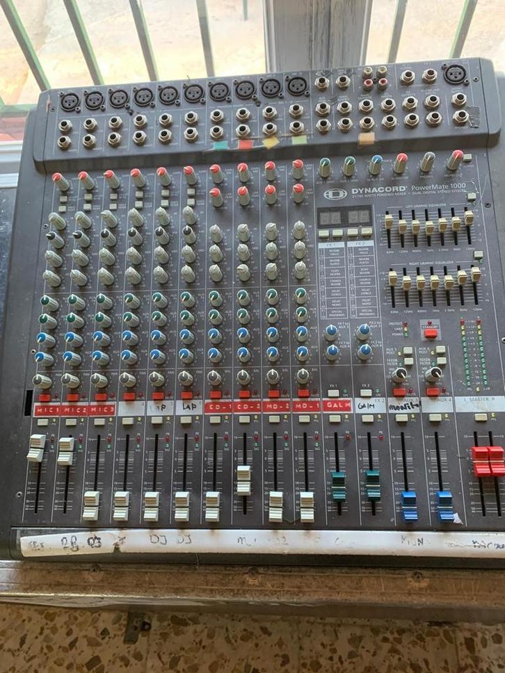 Complete Dynacord Powermate 1000 installatie, Muziek en Instrumenten, Mengpanelen, Gebruikt, 10 tot 20 kanalen, Microfooningang