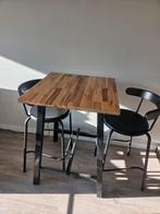 2x IKEA SKOGSTA bartafel + 6x YNGVAR barkrukken, Ophalen, Gebruikt