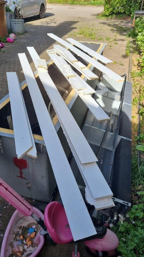 Witte houten plinten, Doe-het-zelf en Verbouw, Plinten en Afwerking, Ophalen, Gebruikt, Mdf, Plinten