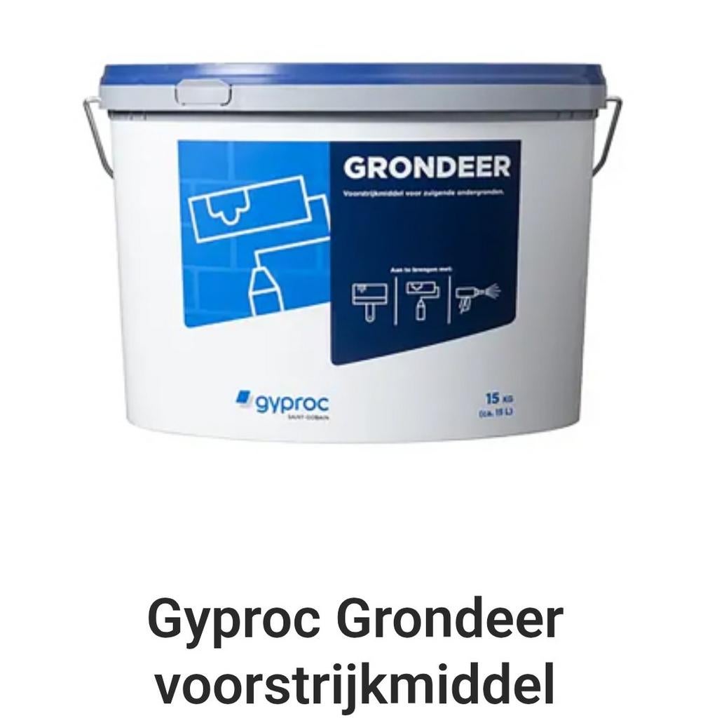 Gyproc Grondeer voorstrijkmiddel 15kg + 4kg rest, Doe-het-zelf en Verbouw, Verf, Beits en Lak, Ophalen of Verzenden