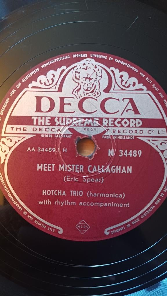 78 toeren. 11 platen HOTCHA TRIO Ned mondharmonica swing, Gebruikt, 10 inch, Ophalen of Verzenden, 1940 tot 1960