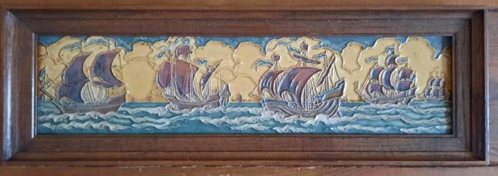 Grote zeldzame cloisonne (metsel) tegel porceleyne fles, Antiek en Kunst, Antiek | Keramiek en Aardewerk, Ophalen of Verzenden