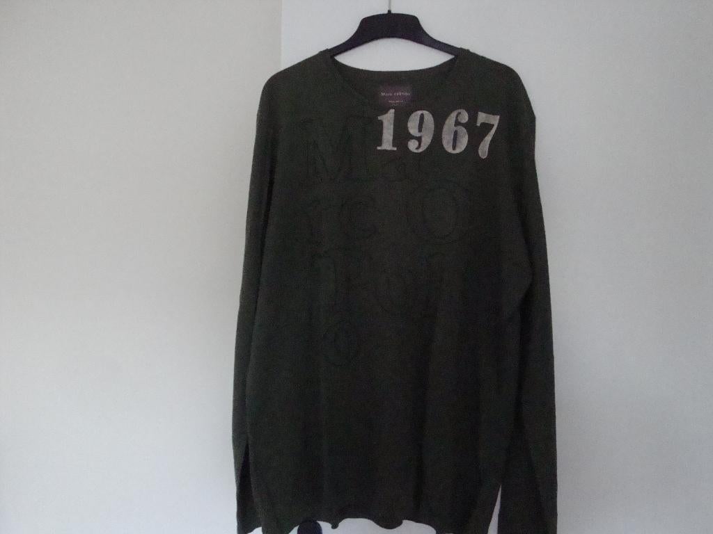 Maat XXL. Donker groene MARC O'POLO longsleeve met print., Shirt, Ophalen of Verzenden, Zo goed als nieuw, Marc O’Polo