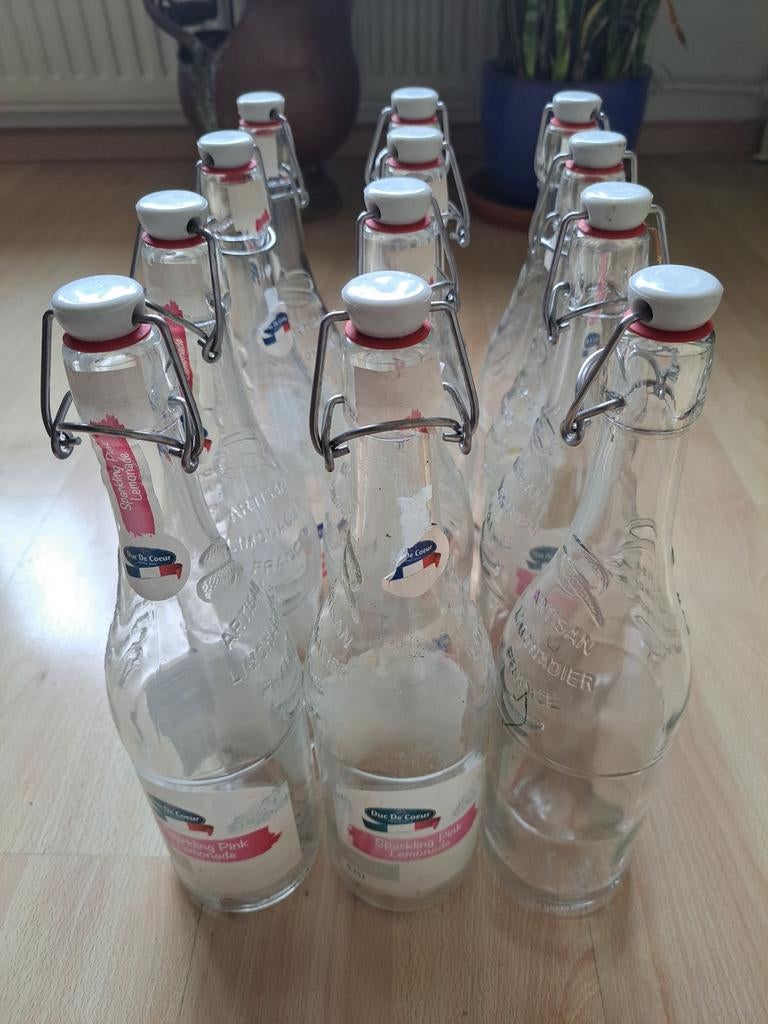 Glazen beugelflessen met dop 0,75 l - 12 stuks, Ophalen, Zo goed als nieuw, Overige typen