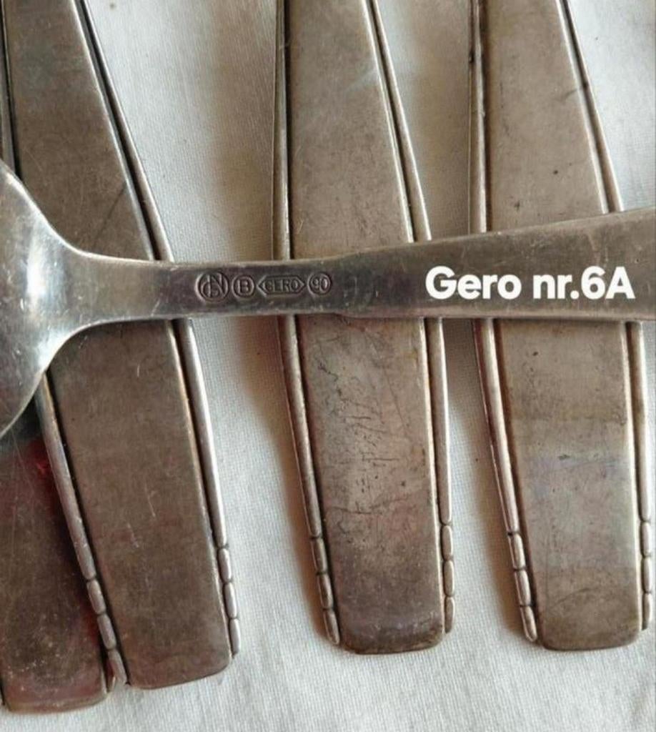 Gero 90 verzilverd bestek met 3 streepjes, Ophalen of Verzenden