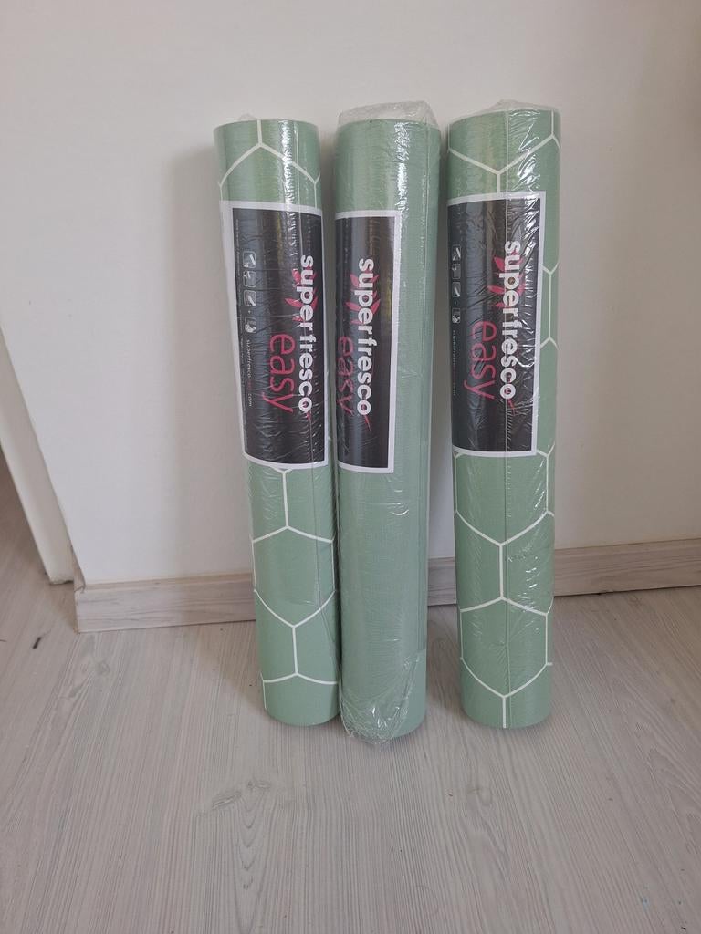 Superfresco Easy Behang Groen Hexagon Patroon, Huis en Inrichting, Stoffering | Behang, Ophalen of Verzenden, 25 tot 50 m², Groen