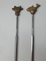 2 rvs Spiezen met een kop van messing - Koe & Vis, Ophalen of Verzenden