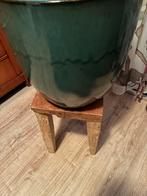 Groene stenen bloempot, Tuin en Terras, Bloempotten, Ophalen, Zo goed als nieuw, Rond, Steen