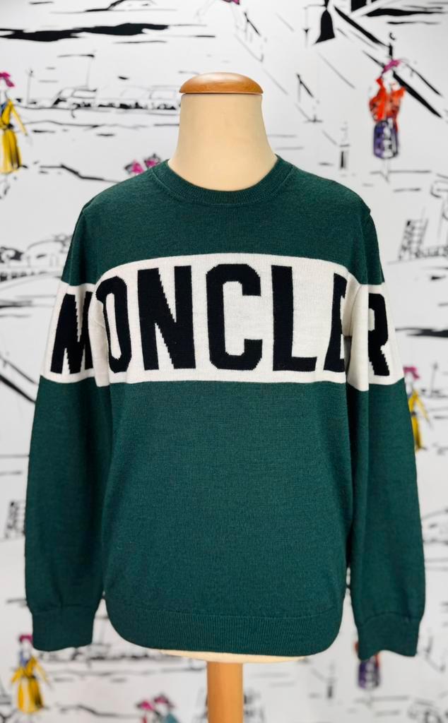 Moncler wollen trui met logo maat 12, Kinderen en Baby's, Kinderkleding | Maat 146, Zo goed als nieuw, Jongen of Meisje, Trui of Vest