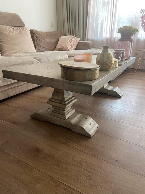 Eiken Kloostertafels eet en salontafel Uitstraling geleefd, Huis en Inrichting, Tafels | Salontafels, Gebruikt, Minder dan 50 cm