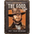 The good coffee Clint Eastwood relief metalen reclamebord, Huis en Inrichting, Info@deconoord.nl, Deco Noord, Nieuw, Ophalen of Verzenden