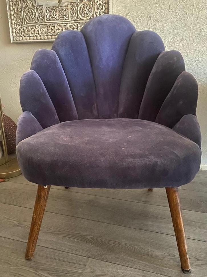Velvet schelpfauteuil, Sissy Boy, Huis en Inrichting, Fauteuils, Gebruikt, Stof, 50 tot 75 cm, Minder dan 75 cm, Ophalen