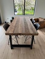 6 ECHT lederen eetkamerstoelen, Ophalen, Zwart, Leer, Zo goed als nieuw