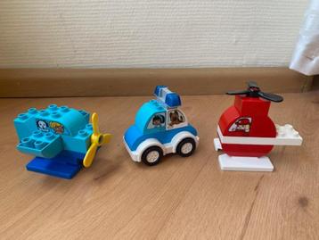 Duplo, politieauto brandweerhelikopter vliegtuig 10957 10849 beschikbaar voor biedingen