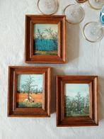 Vintage zijde schilderijtjes natuur, Minder dan 50 cm, Gebruikt, Ophalen of Verzenden, Minder dan 50 cm