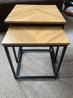 Bijzettafels Hout/Metaal Visgraat, Ophalen, Minder dan 45 cm, Minder dan 55 cm, Vierkant