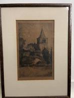 Arend Jan van Driesten ( 1878-1969) ets kerktoren, Antiek en Kunst, Kunst | Etsen en Gravures, Ophalen of Verzenden
