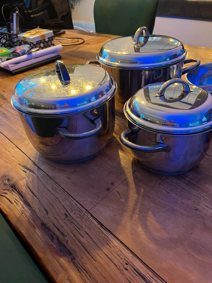 Hackman pannenset voor gas, Huis en Inrichting, Keuken | Potten en Pannen, Gebruikt, Pannenset, Rvs, Ophalen