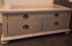 Houten Salontafel met Laden & Glas, Huis en Inrichting, Tafels | Salontafels, Ophalen, Gebruikt, 100 tot 150 cm, 50 tot 100 cm