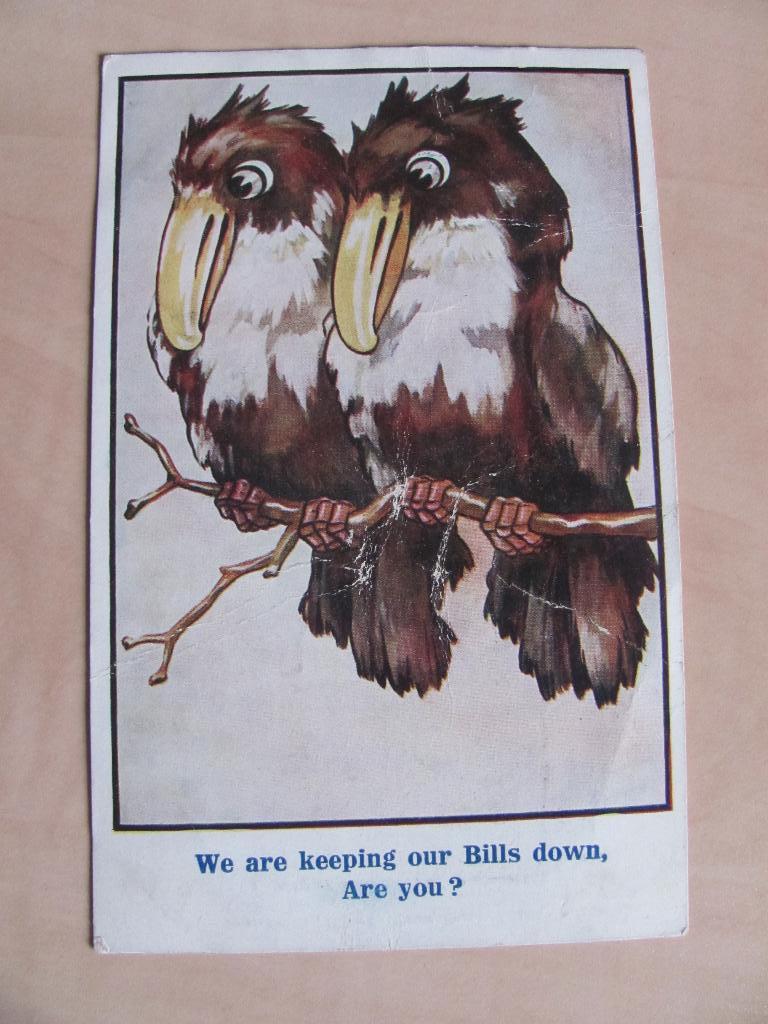 We are keeping our Bills down, are you? Comique cards 1918, Ophalen of Verzenden, Voor 1920, Sterren en Beroemdheden