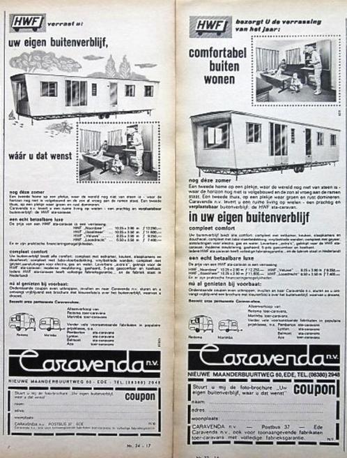 2 vintage advertenties reclames Caravenda caravan 1965, Verzamelen, Merken en Reclamevoorwerpen, Ophalen