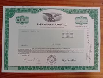 Aandeel Barrington Bancorp - 1994 beschikbaar voor biedingen