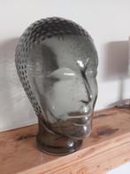 Vintage glazen mannequin hoofd in bruin/groentint! 1970's, Antiek en Kunst, Kunst | Designobjecten, Ophalen of Verzenden