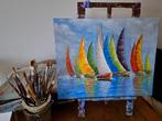Kleurrijk schilderij van zeilboten, Ophalen